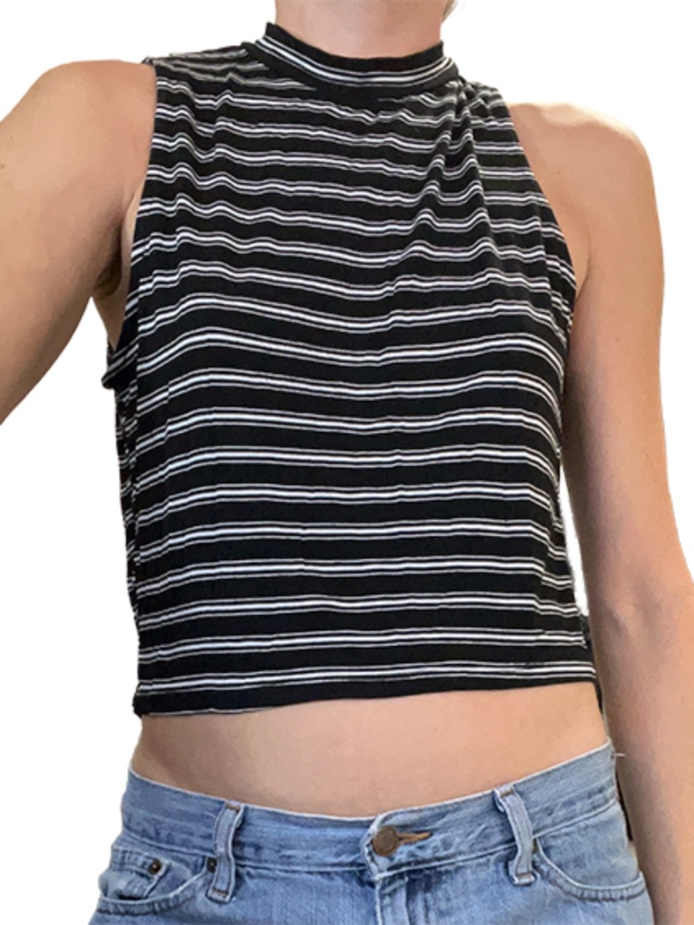 Stripe Turtle Neck Tank Top